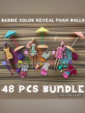 Barbie Color Reveal Foam Dolls Kids Toys Girls Dolls 48 pcs Bundle